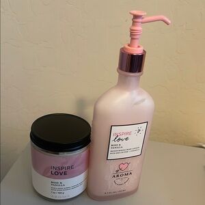 Bath and body work Rose & Vanilla candle and body lotion